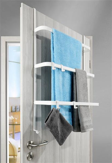 Metall Tür-Aufbewahrung | ohne Bohren | Handtuchhalter | Farbe: weiß
