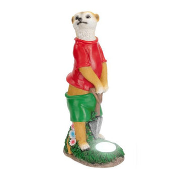 Erdmännchen Gartenfigur mit LED Licht und Solar-Technik, Stein-Optik (Gärtner)