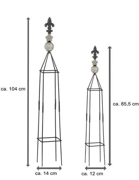 2-er Set Rank-Obelisken | schwarz | sandrau | Spitze | eckig