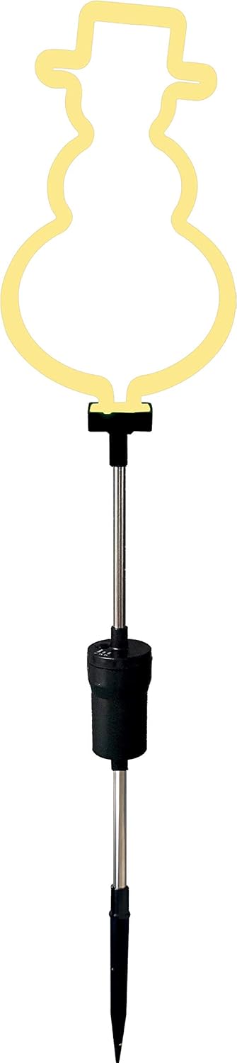 Bonetti Winterliche Neon-Gartenstecker Silhouette, 70cm, batteriebetrieben, optionaler Timer, Weihnachtsdeko für den Garten, Balkon, Blumenkübel, Terrasse, Eingangsbereich (1x Schneemann, warmweiß)
