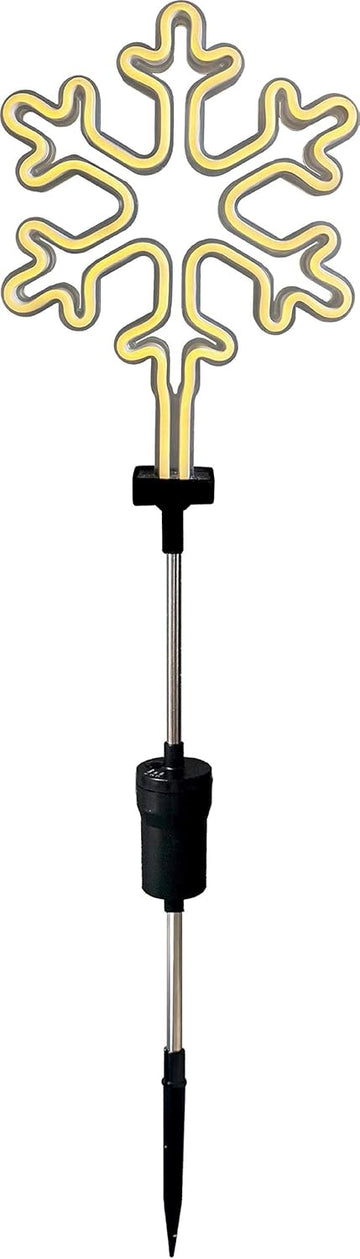 Bonetti Winterliche Neon-Gartenstecker Silhouette, 70cm, batteriebetrieben, optionaler Timer, Weihnachtsdeko für den Garten, Balkon, Blumenkübel, Terrasse, Eingangsbereich (1x Schneeflocke, warmweiß)