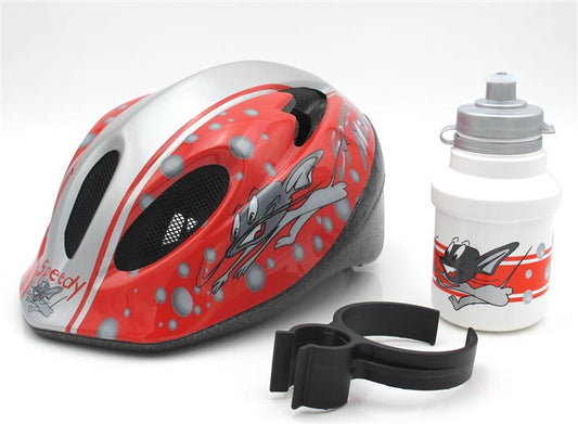 Polisport Fahrradhelm für Kinder, Speedy Mouse, inkl. Trinkflasch, 50-56 cm