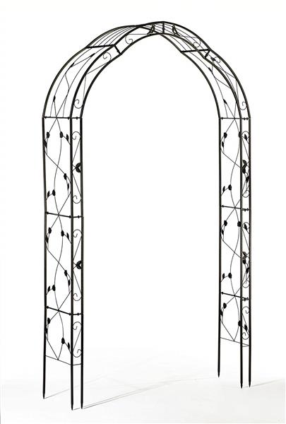 Rosenbogen aus Metall | Durchgangshöhe 220 cm | zu Rosengang und Rosenlaube kombinierbar (schwarz)