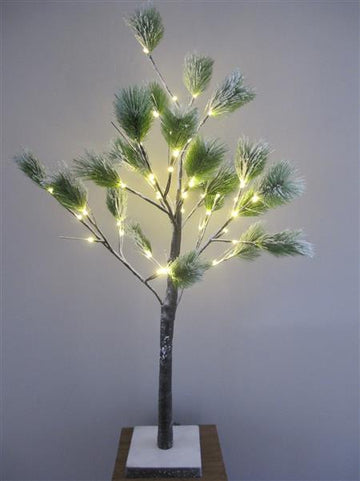LED Kieferbaum mit  48 LED warm-weiß beleuchtet, beschneit, 120 cm, Lichterbaum