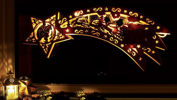 Sternschnuppe aus Holz inkl. Fernbedienung, mit 10 LED´s (Motiv: W-Mann)