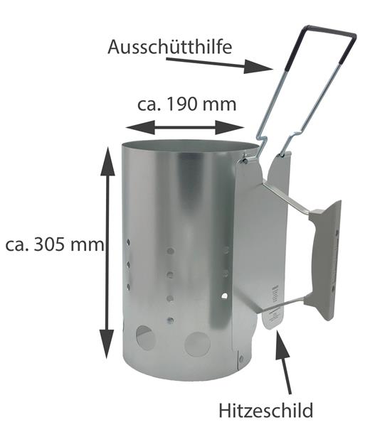 XXL Grillstarter - Anzündkamin - Kohlestarter | Höhe: ca. 30,5 cm