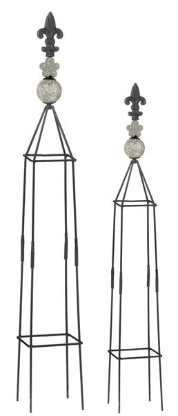 2-er Set Rank-Obelisken | schwarz | sandrau | Spitze | eckig