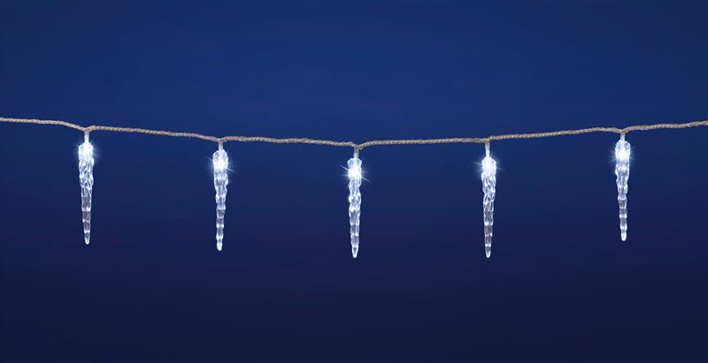 40-er LED Eiszapfen-Lichterkette | für Innen und Außen | 5,6m + 5m (kalt-weiß)
