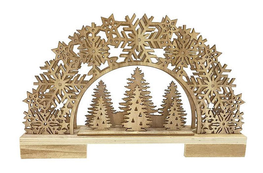LED Holz-Schwibbogen - Lichterbogen | 8 LED | Weihnachtsdeko (Tannenbäumchen)