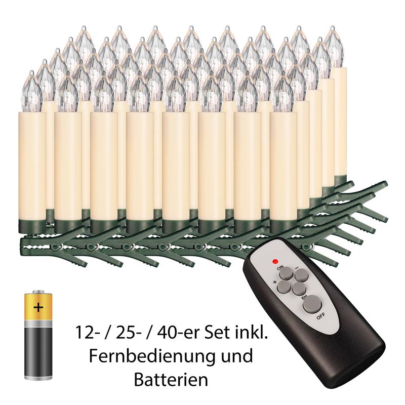 Kabellose LED Weihnachtsbaumkerzen mit Fernbedienung, warm-weiß