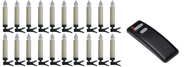 20 kabellose Weihnachtskerzen, Cremen-Elfenbein, ohne Batterien