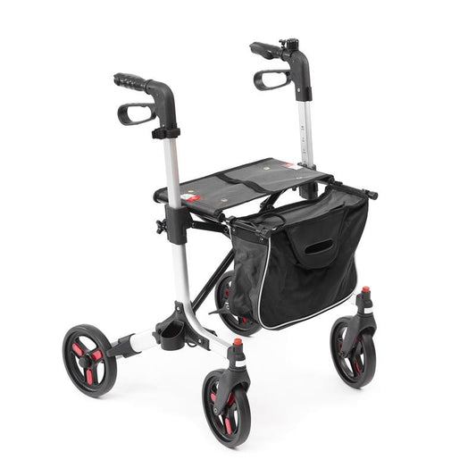 Alu-Rollator | mit abnehmbarer Einkaufstasche (SCHWARZ)