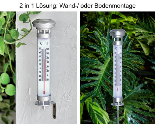 Solar Gartenthermometer mit LED Beleuchtung  (Höhe: ca. 56,5 cm)