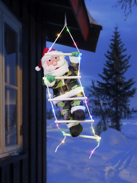 Kletternder Weihnachtsmann LED-Leiter, bunte LED, Innen- und Außen (Camouflage)