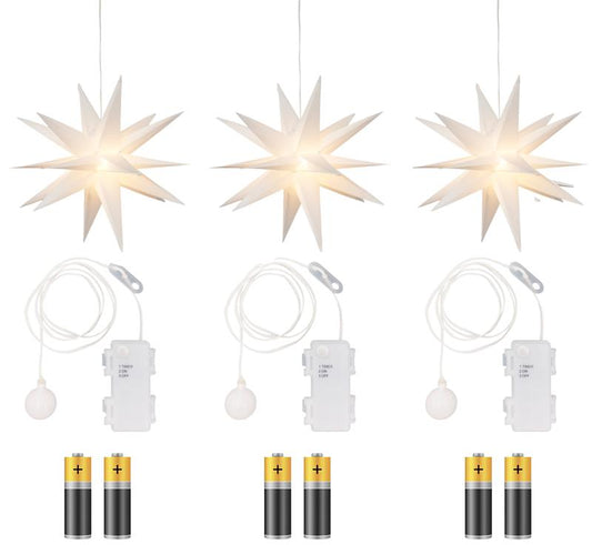 3er Pack 3D Leuchtstern - Weihnachtsstern, LED beleuchtet, Ø 25 cm (B-Ware // weiß)