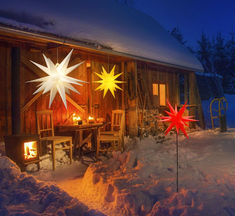 Weihnachtsstern im 3D-Look mit LED Beleuchtung, moderner Leuchtstern