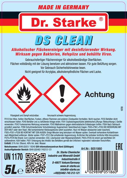 Dr. Starke® DS Clean 5000ml, Flächendesinfektionsmittel, Alkoholischer Reiniger