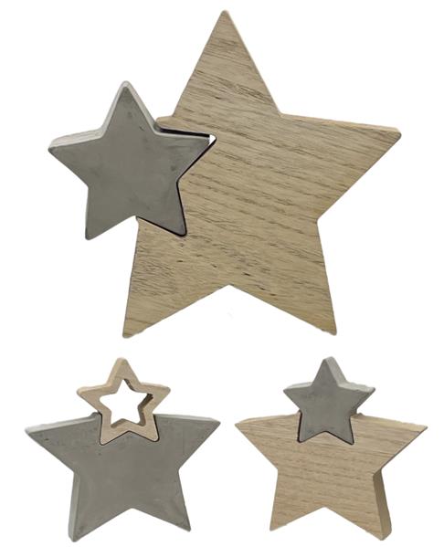Deko Sterne aus Holz und Beton, moderne Weihnachtsdeko, tolle Geschenkidee