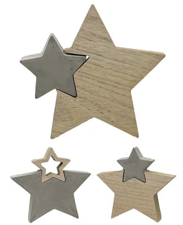 Deko Sterne aus Holz und Beton, moderne Weihnachtsdeko, tolle Geschenkidee