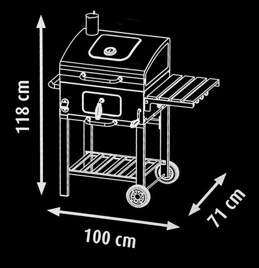 BBQ by Landmann 11549 Holzkohle Grillwagen mit Kaminabzug, Edelstahlrost mit Rost in Rost System