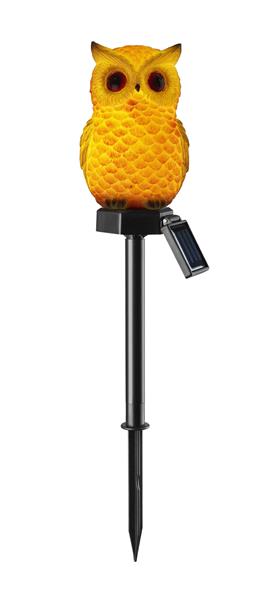 Solar Tierfigur aus Polyresin mit LED Beleuchtung und Erdspieß (Eule)