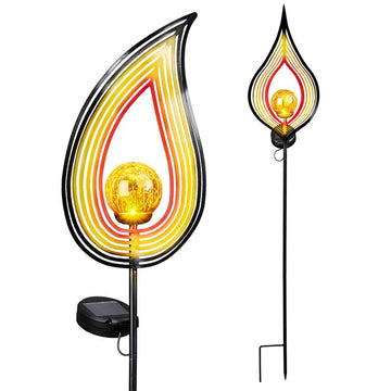 2er Set Solar Gartenstecker im Flammenlook mit LED Beleuchtung inkl. dekorativer Bruchglaskugel