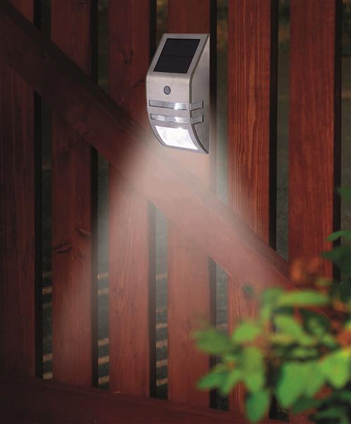 2x LED Solar Wandleuchte für Außen mit Bewegungsmelder und 2 Lichtfunktionen, kaltweiße LEDs