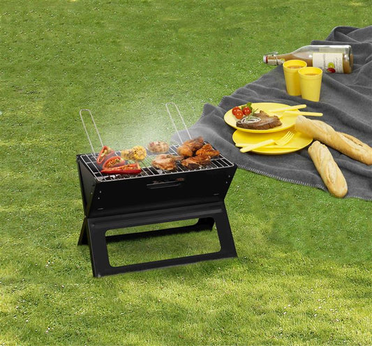 Mini-Klappgrill, schwarz mit verchromten Grillrost, ca. 46 x 30 x 30 cm