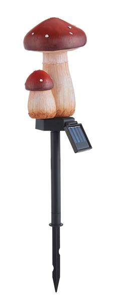 Solar Tierfigur aus Polyresin mit LED Beleuchtung und Erdspieß (Pilz)
