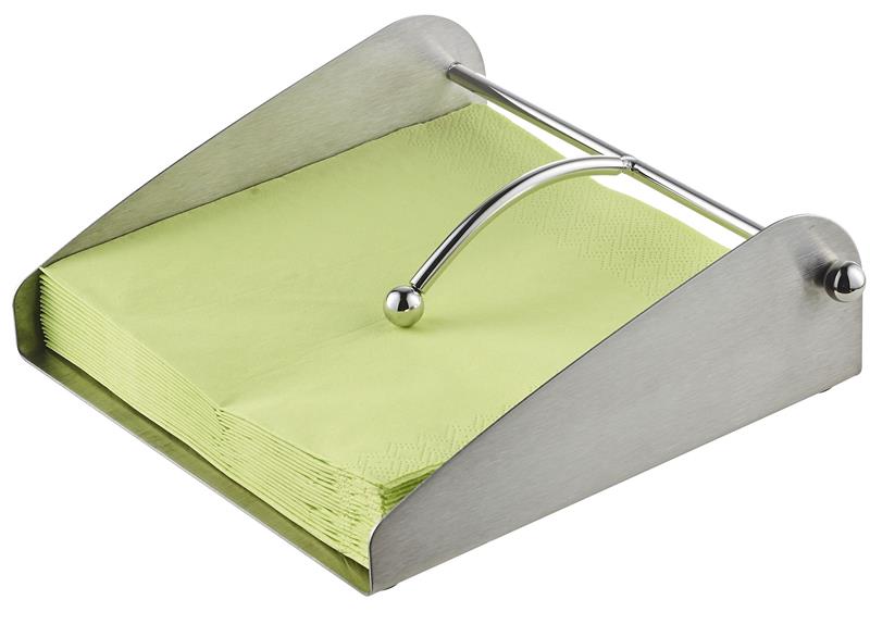 Serviettenhalter aus Edelstahl mit Beschwerer in silber für handelsübliche Papierservietten