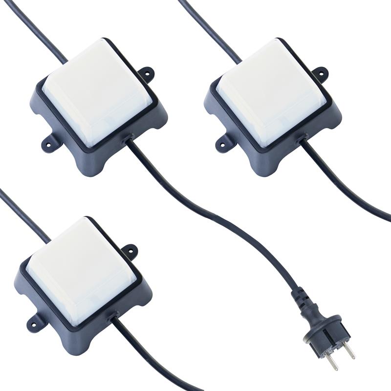 LED Universal Arbeitsstrahler mit 3 Lampen a´ 500 Lumen, 4000K neutralweiß, erweiterbar, ca. 7,3 Meter, inkl. Befestigungsmaterial