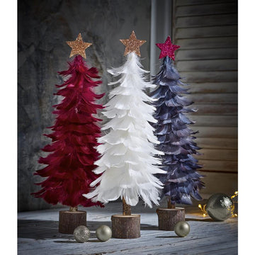 Deko Federbäumchen, schöne Alternative zum Weihnachtsbaum und Glitzerbaum für den Tisch, Schrank und Fensterbank