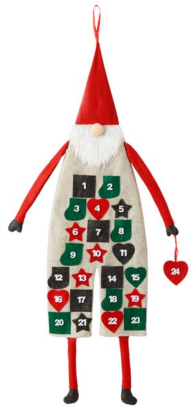 Adventskalender zum Befüllen, 24 kleine Taschen individuell zum selbst befüllen, inkl. Aufhängevorrichtung (Wichtel)