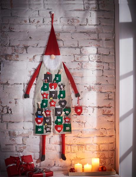 Adventskalender zum Befüllen, 24 kleine Taschen individuell zum selbst befüllen, inkl. Aufhängevorrichtung (Wichtel)