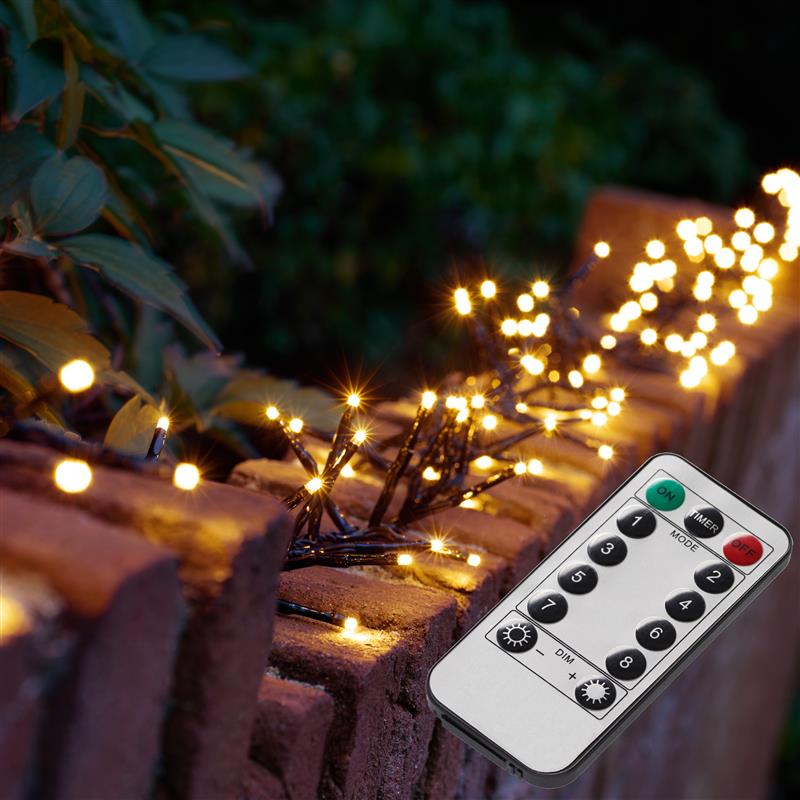 Cluster / Galxie Lichterkette mit Fernbedienung für außen und innen, 8 Lichtprogramme, Timer, strombetrieben