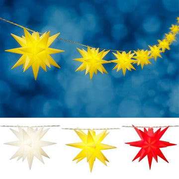 10er Stern-Lichterkette mit warm-weißer LED Beleuchtung, batteriebetrieben, für Innen und Außen, Gesamtlänge ca. 415 cm