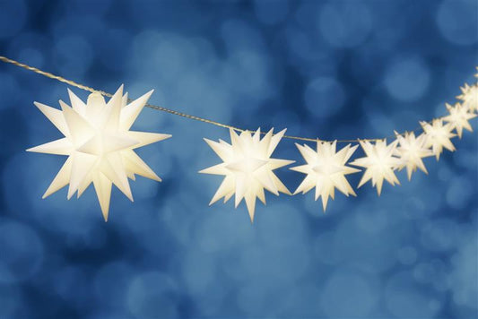 10er Stern-Lichterkette mit warm-weißer LED Beleuchtung, batteriebetrieben, für Innen und Außen, Gesamtlänge ca. 415 cm