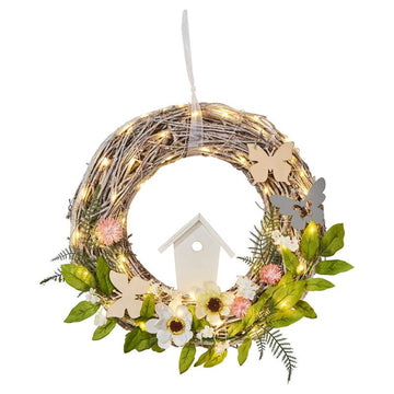 LED Osterkranz / Frühlingskranz mit bunten Ostereiern | Verschiedene Modelle | Ostergesteck für Tür, Tisch und Wand | liegend oder hängend (7)