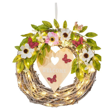 LED Osterkranz / Frühlingskranz mit bunten Ostereiern | Verschiedene Modelle | Ostergesteck für Tür, Tisch und Wand | liegend oder hängend (10)