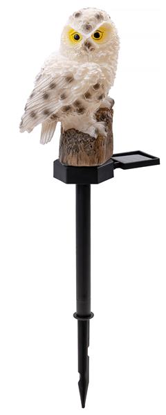 Solar LED Schnee-Eule aus robustem Kunststein gefertigt, warm-weißes Solarlicht, inkl. Erdspieß, witterungsbeständig