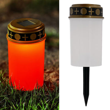 2er Pack Solar Grablicht mit Erdnagel in rot oder weiß mit warm-weißer LED Beleuchtung