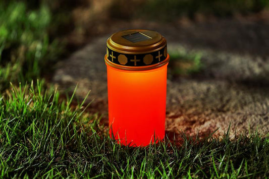 2er Pack Solar Grablicht mit Erdnagel in rot oder weiß mit warm-weißer LED Beleuchtung