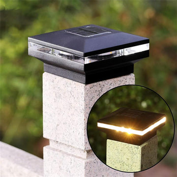 2er Set Solar Zaunbeleuchtung für 9 x 9 cm Standardpfosten, wetterfeste Pfostenkappen mit warm-weißen LEDs für tolle Lichtakzente und Orientierungshilfe