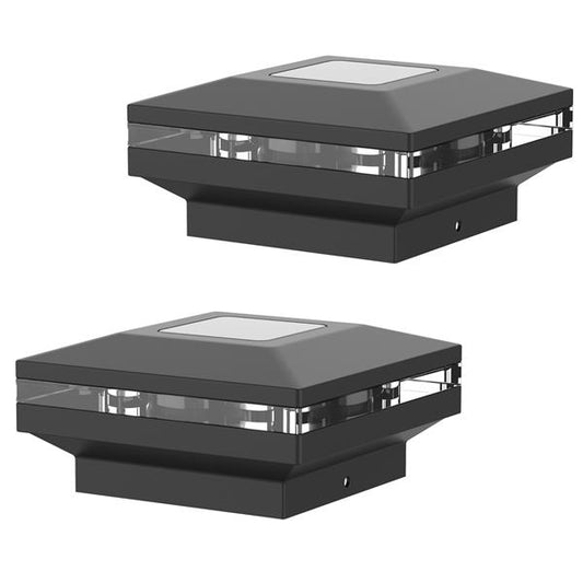 2er Set Solar Zaunbeleuchtung für 9 x 9 cm Standardpfosten, wetterfeste Pfostenkappen mit warm-weißen LEDs für tolle Lichtakzente und Orientierungshilfe
