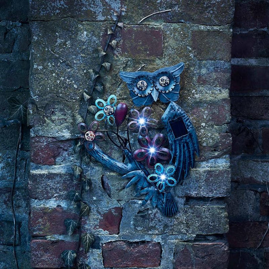 2-er Set LED Solar Wanddekoration aus Metall mit 3 weißen LEDs | ca. 19x28x3 cm (EULE)