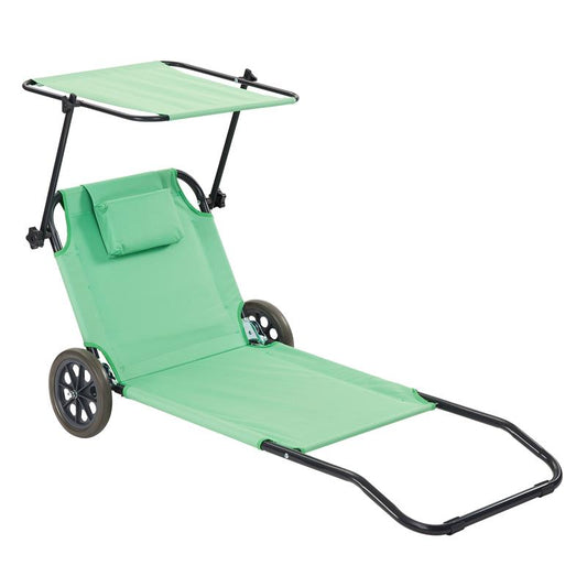 2 in 1 Sonnenliege und Transportliege aus Alu mit Sonnendach| leicht, tragbar und klappbar | verstellbare Rückenlehne | wetterfester Stoff