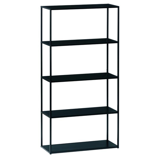 Standregal aus Metall schwarz im Industrial Design, melaminharzbeschichtet, mit 5 Ablage-Böden, ca. 80 x 160 x 33 cm