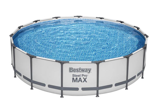 Bestway 56488 Steel Pro MAX™ Frame Pool Komplett-Set mit Filterpumpe Ø 457 x 107 cm, lichtgrau, rund