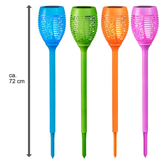 Bunte Solarfackel mit Flammeneffekt, wasserdicht, ca. 72 cm hoch