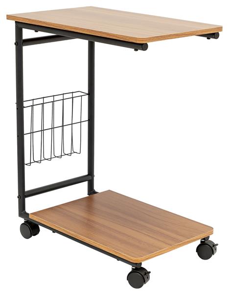 Beistelltisch mit Rollen, C-Form, Metallgestell mit MDF Holz Ablageplatte, ca. ca. 52 x 61 x 30 cm